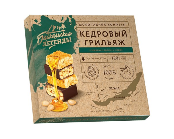 Конфеты Байкальские легенды Кедровые орехи и кешью с медом в глазури 120г / интернет-магазин напитков Виноград в Улан-Удэ