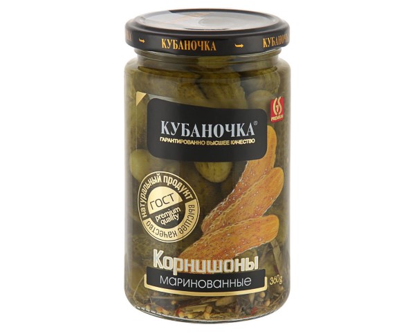 Огурцы КУБАНОЧКА Корнишоны 360г ст/б / интернет-магазин напитков Виноград в Улан-Удэ