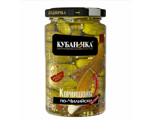 Огурцы КУБАНОЧКА Корнишоны острые 360г ст/б / интернет-магазин напитков Виноград в Улан-Удэ