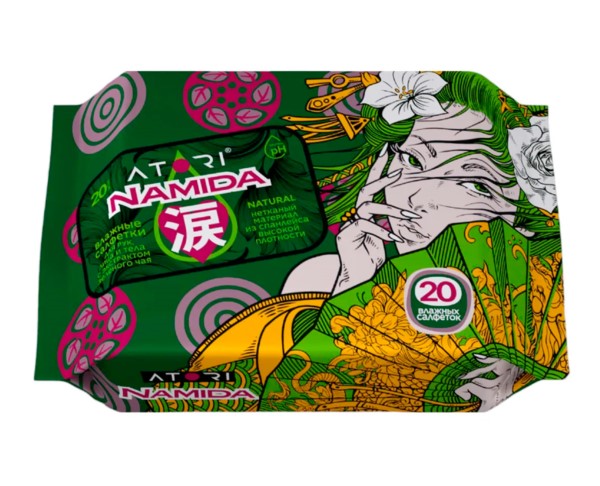 Салфетки влажные АТОРИ Намида свежая мята 20шт / интернет-магазин напитков Виноград в Улан-Удэ