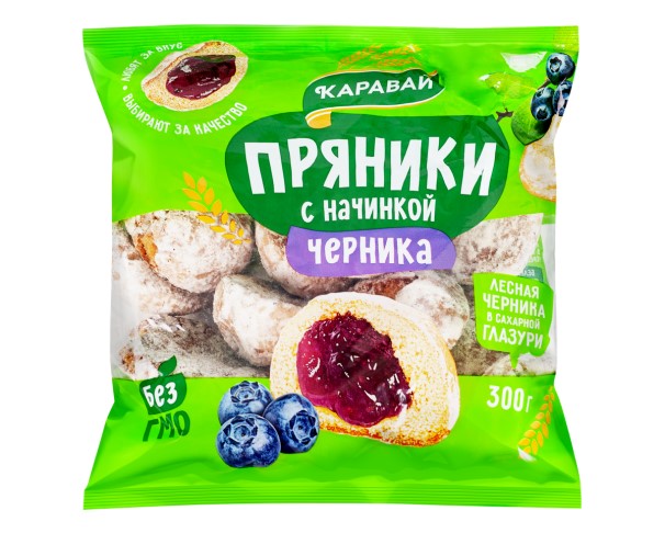 Пряники КАРАВАЙ с начинкой Черника 300г / интернет-магазин напитков Виноград в Улан-Удэ