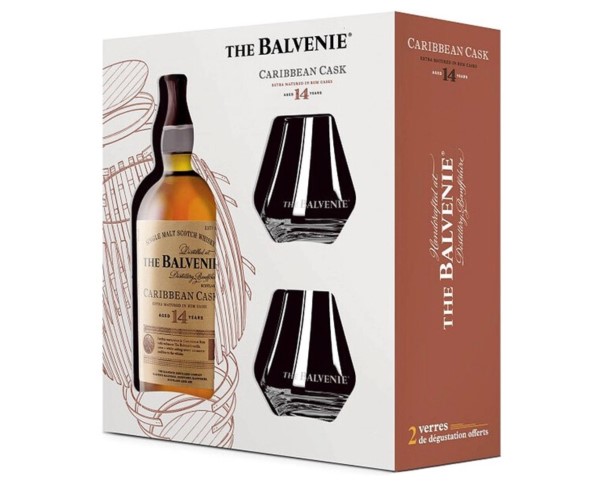Виски БАЛВЭНИ Каррибиен Каск 14 лет шотл. односолод. 43% 700мл п/у + 2 стакана / интернет-магазин напитков Виноград в Улан-Удэ