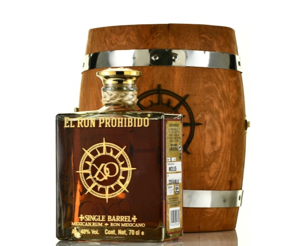 Ром ЭЛЬ РОН ПРОХИБИДО ХО 40% 700мл п/у + 3 бокала (бочонок) / интернет-магазин напитков Виноград в Улан-Удэ