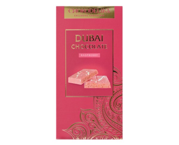Шоколад ШОКОДЕЛИКА белый с начинкой Дубай малина 180г / интернет-магазин напитков Виноград в Улан-Удэ