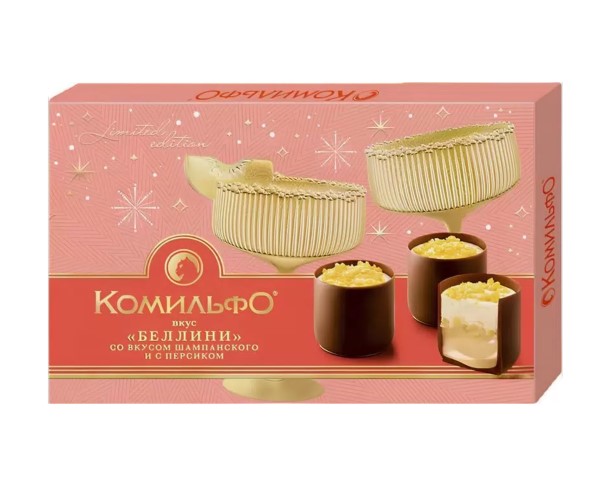 Конфеты КОМИЛЬФО Беллини со вкусом шампанское и персик 116г / интернет-магазин напитков Виноград в Улан-Удэ