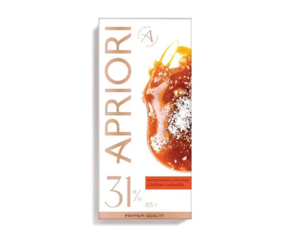 Шоколад АПРИОРИ молочный соленая карамель 85г / интернет-магазин напитков Виноград в Улан-Удэ