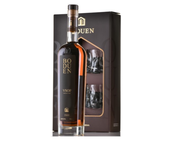 Коньяк БОДУЕН КВ 7 лет 40% 700мл п/у + 2 бокала / интернет-магазин напитков Виноград в Улан-Удэ