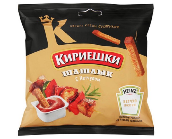 Сухарики КИРИЕШКИ Шашлык с кетчупом 60г / интернет-магазин напитков Виноград в Улан-Удэ