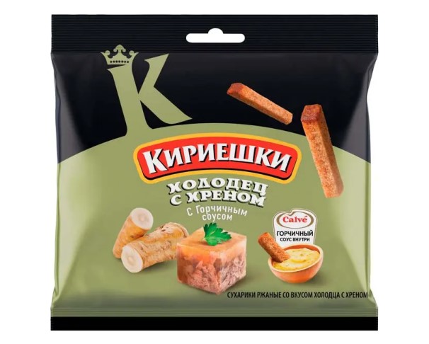 Сухарики КИРИЕШКИ Холодец/хрен с горчичным соусом 60г / интернет-магазин напитков Виноград в Улан-Удэ